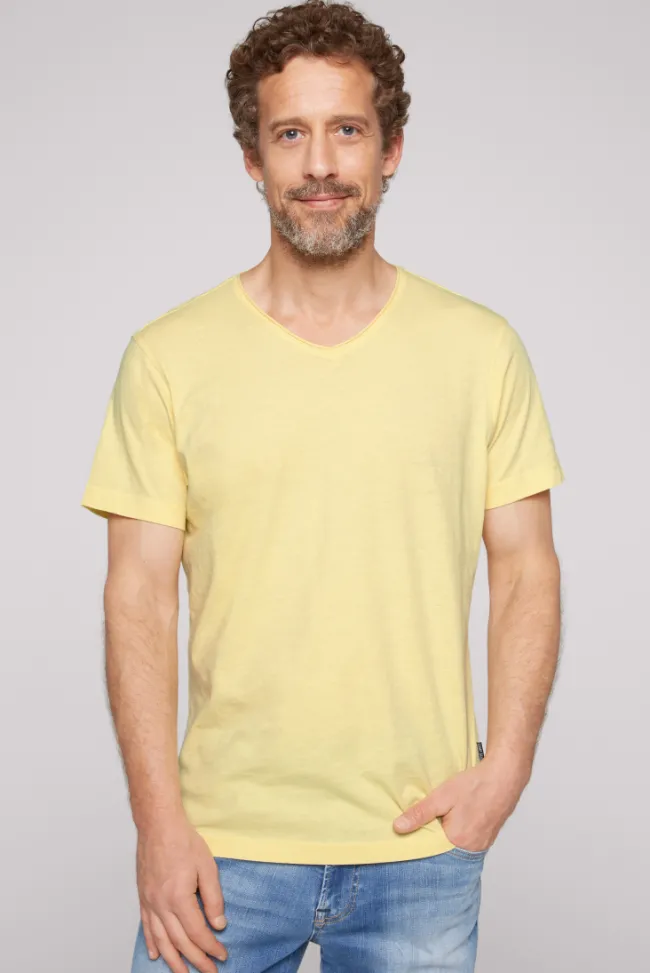 Herren CAMP DAVID & SOCCX Basic T-Shirt V-Neck mit Used-Kante