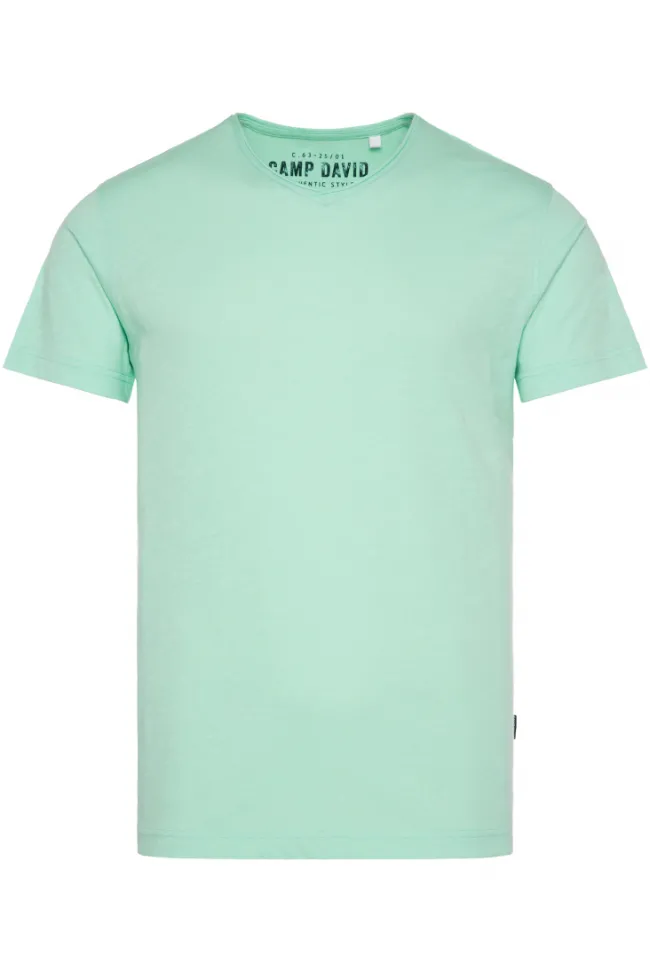 Herren CAMP DAVID & SOCCX Basic T-Shirt V-Neck mit Used-Kante sun aqua