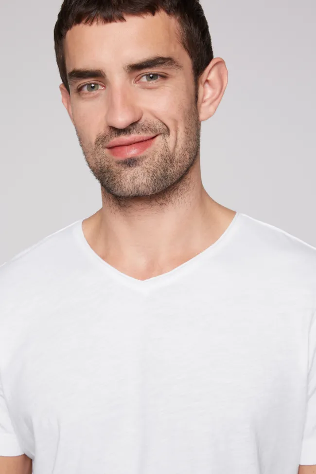 Herren CAMP DAVID & SOCCX Basic T-Shirt V-Neck mit Used-Kante