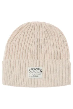 Damen CAMP DAVID & SOCCX Beanie in Rippstrick mit Label Patch faded beige
