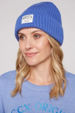 Damen CAMP DAVID & SOCCX Beanie in Rippstrick mit Label Patch