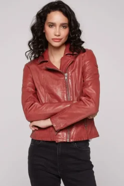 Damen CAMP DAVID & SOCCX Bikerjacke aus Leder im Vintage Look