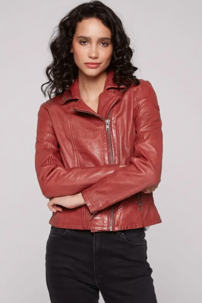 Damen CAMP DAVID & SOCCX Bikerjacke aus Leder im Vintage Look