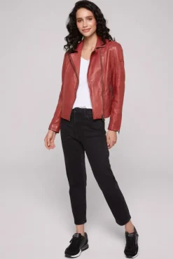 Damen CAMP DAVID & SOCCX Bikerjacke aus Leder im Vintage Look