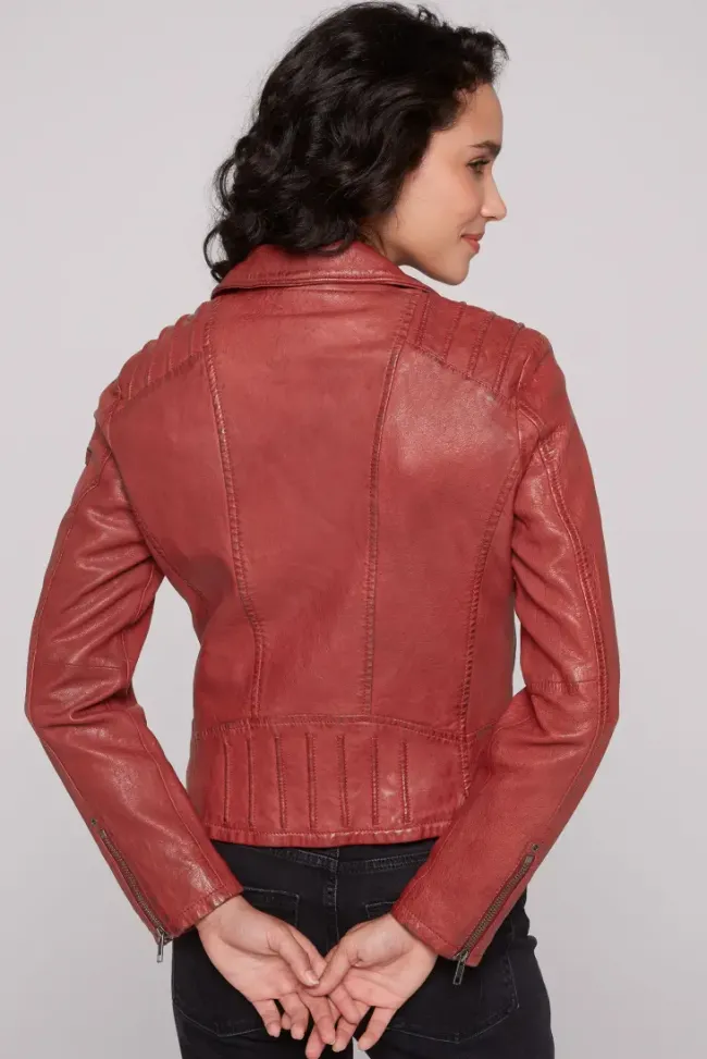 Damen CAMP DAVID & SOCCX Bikerjacke aus Leder im Vintage Look