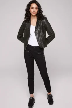 Damen CAMP DAVID & SOCCX Bikerjacke aus Leder im Vintage Look