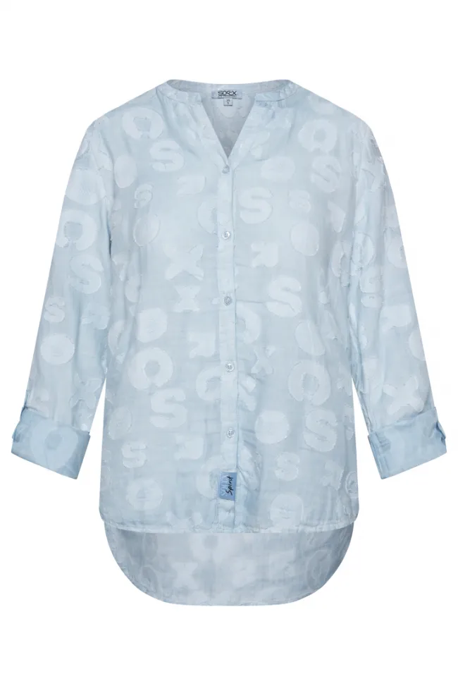 Damen CAMP DAVID & SOCCX Bluse Oil Dyed mit Intarsia-Muster cool blue