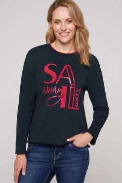 Damen CAMP DAVID & SOCCX Bonded Sweatshirt mit Glossy-Print blue navy