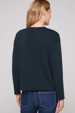 Damen CAMP DAVID & SOCCX Bonded Sweatshirt mit Glossy-Print blue navy