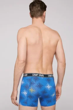 Herren CAMP DAVID & SOCCX Boxershorts mit All Over Print, 2er-Pack electric blue / red