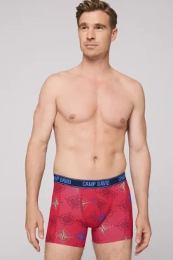 Herren CAMP DAVID & SOCCX Boxershorts mit All Over Print, 2er-Pack electric blue / red