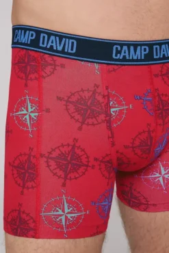 Herren CAMP DAVID & SOCCX Boxershorts mit All Over Print, 2er-Pack electric blue / red