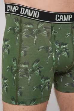 Herren CAMP DAVID & SOCCX Boxershorts mit All Over Print, 2er-Pack khaki / aqua