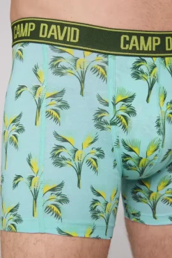 Herren CAMP DAVID & SOCCX Boxershorts mit All Over Print, 2er-Pack khaki / aqua