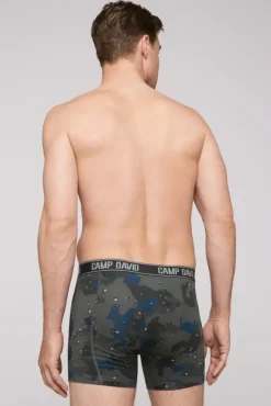 Herren CAMP DAVID & SOCCX Boxershorts mit All Over Print, 2er-Pack light blue / anthra