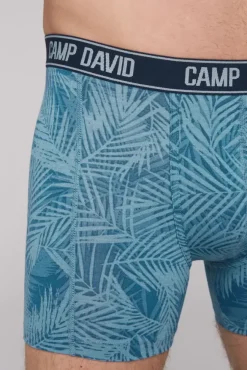 Herren CAMP DAVID & SOCCX Boxershorts mit All Over Print, 2er-Pack khaki / sky blue