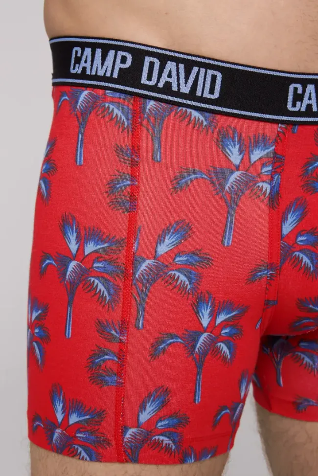 Herren CAMP DAVID & SOCCX Boxershorts mit All Over Print, 2er-Pack surf grey / red