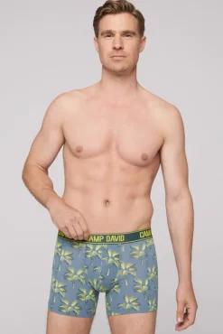 Herren CAMP DAVID & SOCCX Boxershorts mit All Over Print, 2er-Pack surf grey / red