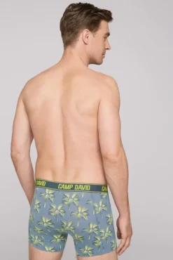 Herren CAMP DAVID & SOCCX Boxershorts mit All Over Print, 2er-Pack surf grey / red