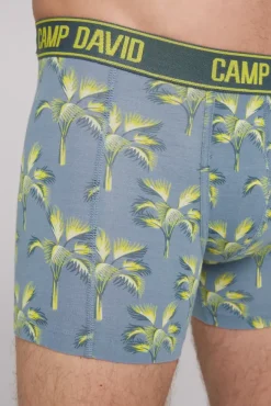 Herren CAMP DAVID & SOCCX Boxershorts mit All Over Print, 2er-Pack surf grey / red