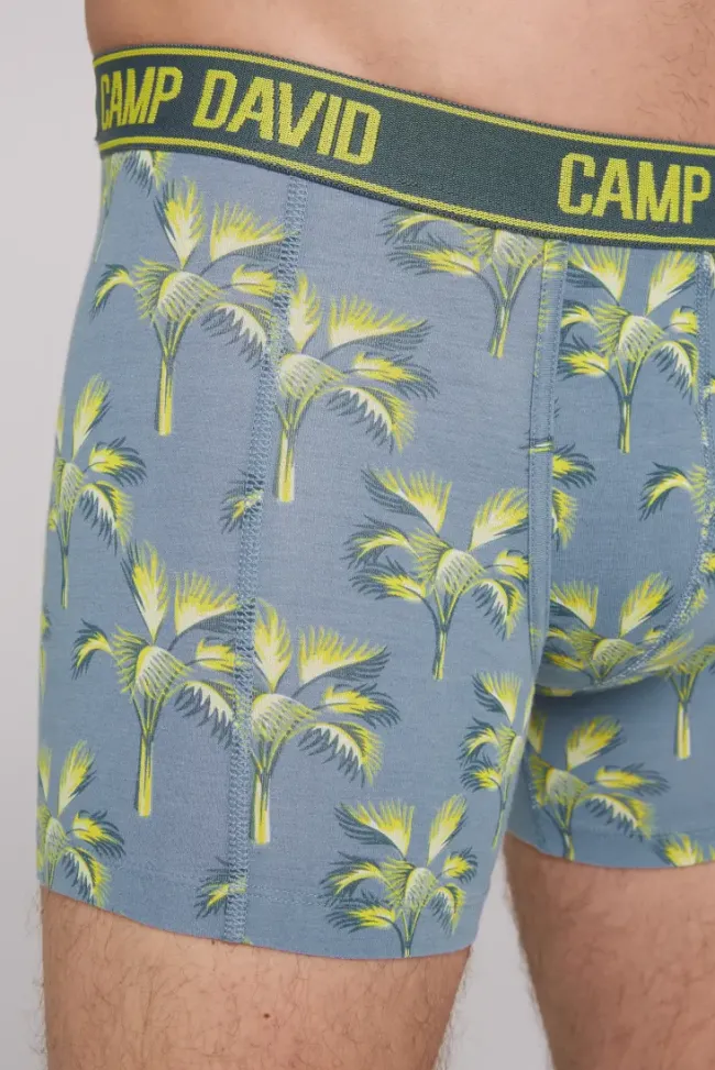 Herren CAMP DAVID & SOCCX Boxershorts mit All Over Print, 2er-Pack surf grey / red