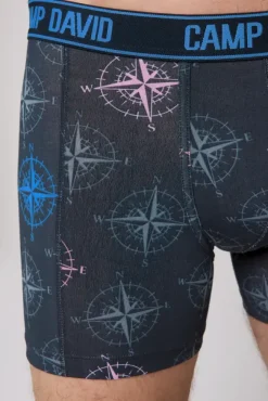 Herren CAMP DAVID & SOCCX Boxershorts mit All Over Print, 2er-Pack blue navy / sun aqua