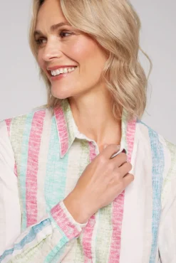 Damen CAMP DAVID & SOCCX Bunt gestreifte Leinenbluse multi color