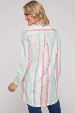 Damen CAMP DAVID & SOCCX Bunt gestreifte Leinenbluse multi color