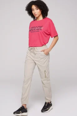 Damen CAMP DAVID & SOCCX Cargohose mit Print Artwork stone beige