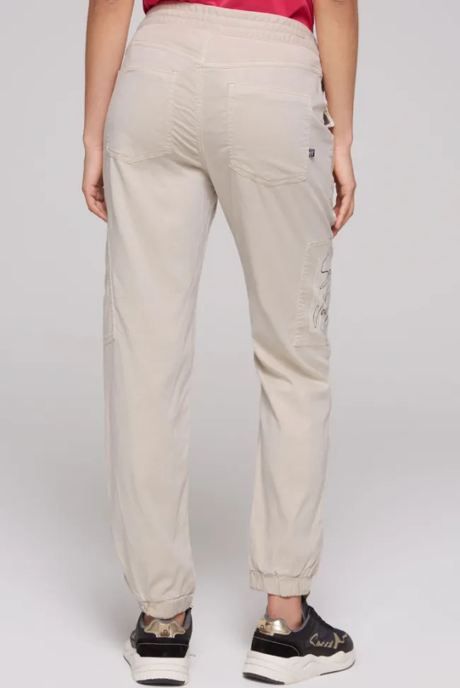 Damen CAMP DAVID & SOCCX Cargohose mit Print Artwork stone beige