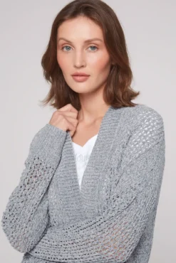 Damen CAMP DAVID & SOCCX Chenille-Cardigan mit Strickmuster cold grey