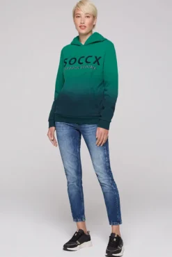 Damen CAMP DAVID & SOCCX Dip Dye Hoodie mit Logo Print bottle green