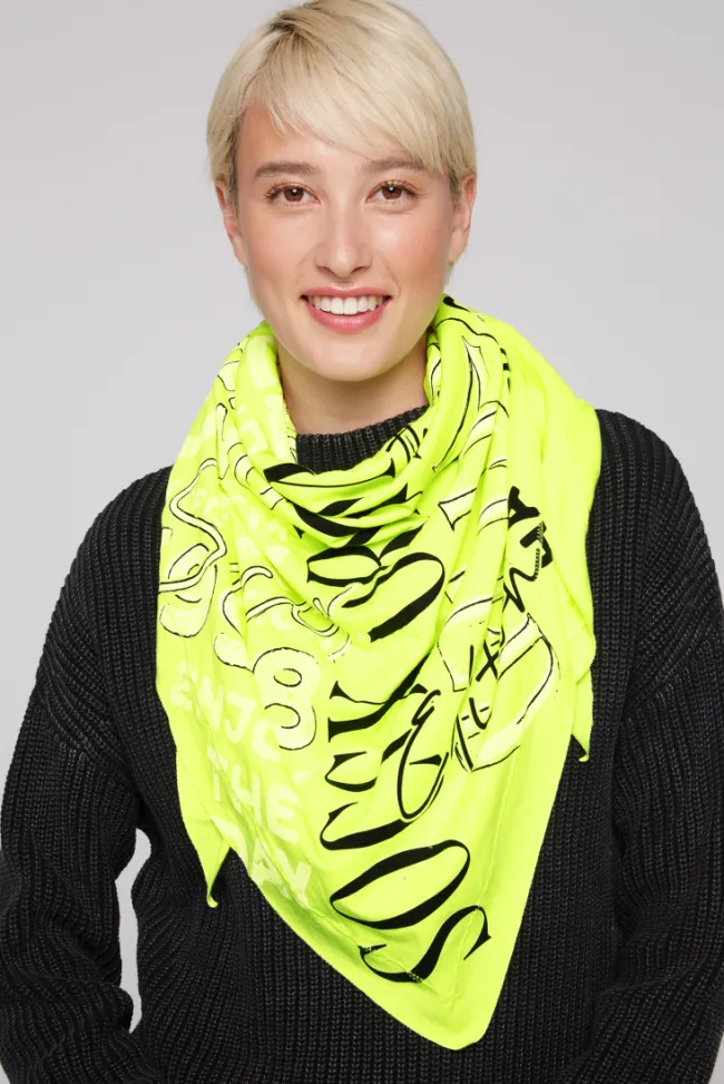 Damen CAMP DAVID & SOCCX Dreieckstuch im Materialmix mit Artwork yellow lime