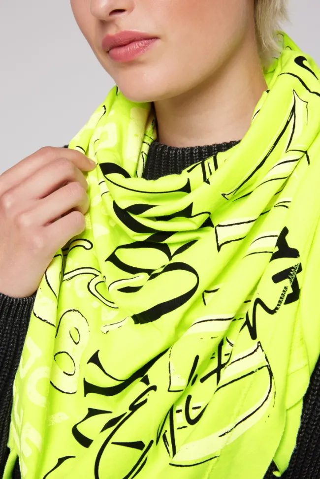 Damen CAMP DAVID & SOCCX Dreieckstuch im Materialmix mit Artwork yellow lime
