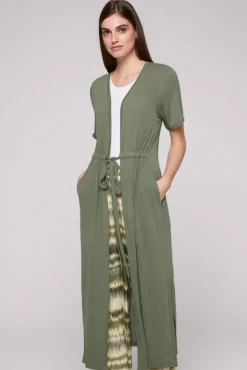Damen CAMP DAVID & SOCCX Feinstrick-Cardigan mit Rücken-Print desert olive