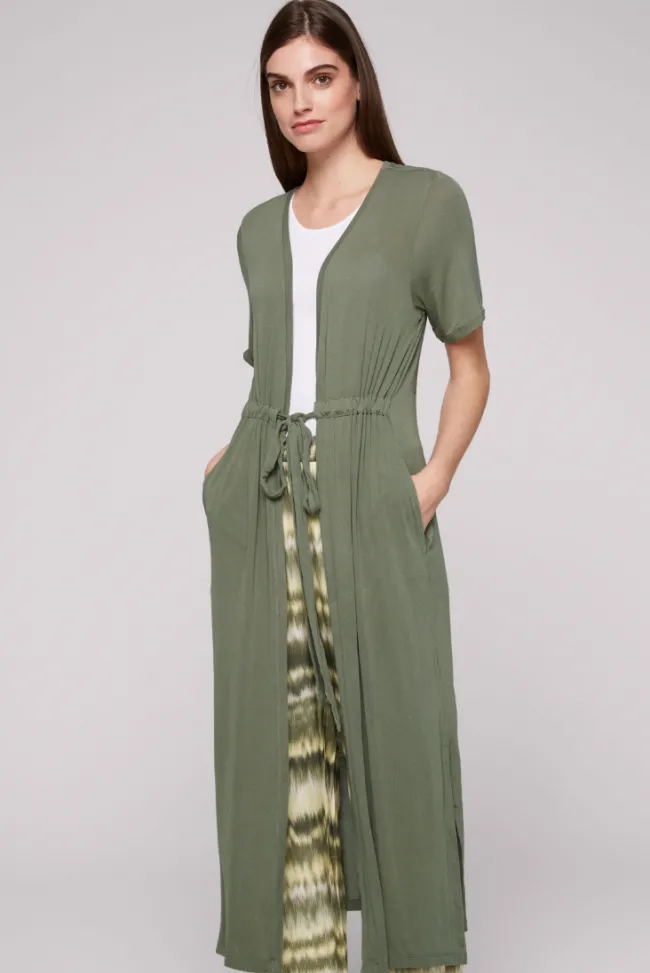 Damen CAMP DAVID & SOCCX Feinstrick-Cardigan mit Rücken-Print desert olive