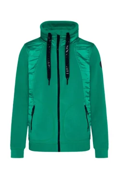 Damen CAMP DAVID & SOCCX Fleecejacke mit tonigen Stepp-Details bottle green