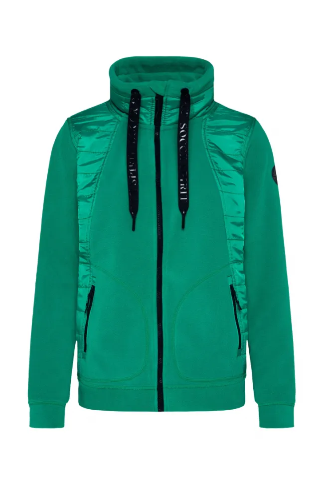 Damen CAMP DAVID & SOCCX Fleecejacke mit tonigen Stepp-Details bottle green