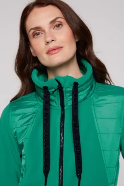 Damen CAMP DAVID & SOCCX Fleecejacke mit tonigen Stepp-Details bottle green