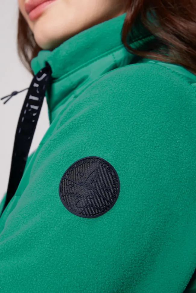 Damen CAMP DAVID & SOCCX Fleecejacke mit tonigen Stepp-Details bottle green