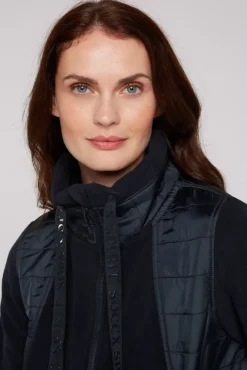 Damen CAMP DAVID & SOCCX Fleecejacke mit tonigen Stepp-Details blue navy