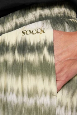 Damen CAMP DAVID & SOCCX Gemusterte Palazzo-Hose mit Elastikbund desert olive | XXL
