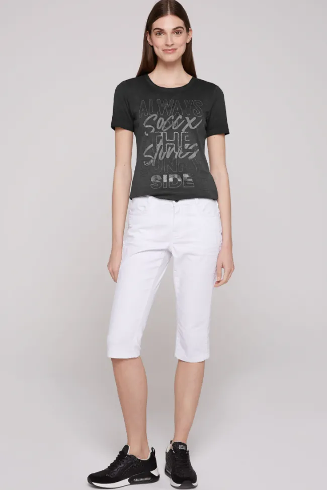 Damen CAMP DAVID & SOCCX Geripptes T-Shirt mit Artwork