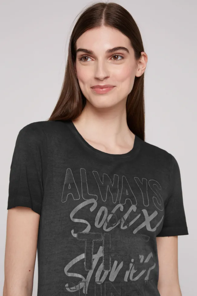 Damen CAMP DAVID & SOCCX Geripptes T-Shirt mit Artwork