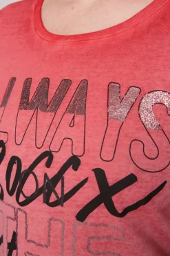 Damen CAMP DAVID & SOCCX Geripptes T-Shirt mit Artwork red orange