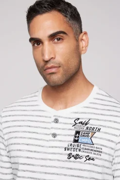 Herren CAMP DAVID & SOCCX Gestreiftes Henley-Shirt mit Artwork