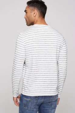 Herren CAMP DAVID & SOCCX Gestreiftes Henley-Shirt mit Artwork