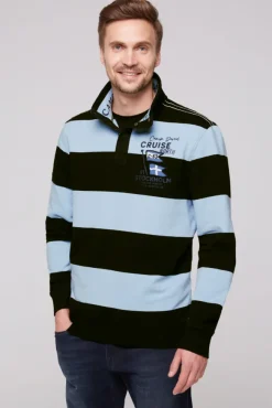 Herren CAMP DAVID & SOCCX Gestreiftes Troyer-Sweatshirt mit Artworks