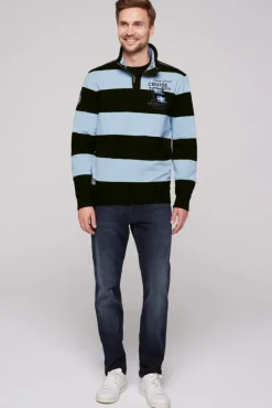 Herren CAMP DAVID & SOCCX Gestreiftes Troyer-Sweatshirt mit Artworks