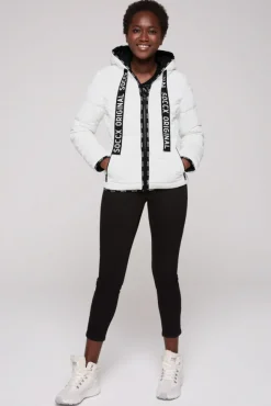 Damen CAMP DAVID & SOCCX Glänzende Steppjacke mit Samt-Optik